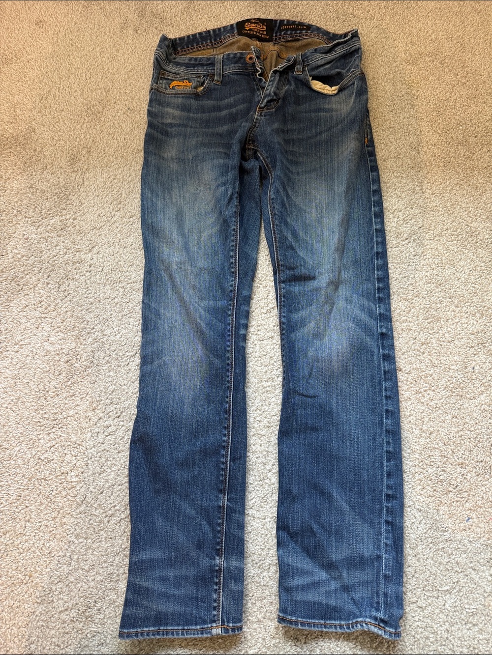 Superdry Men's Washed Blue Slim Straight Jeans 30x30